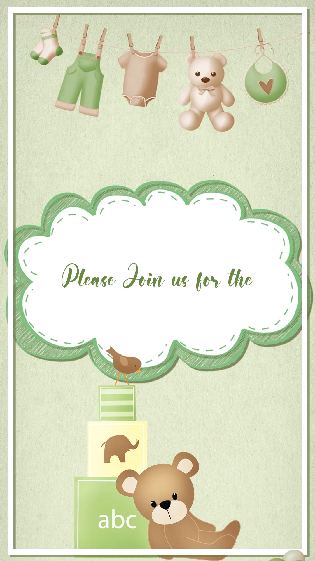 Little Cub Baby Shower Invitation